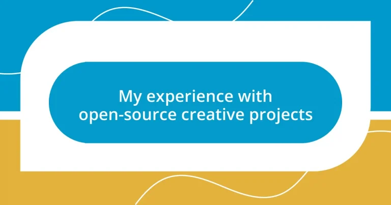 My experience with open-source creative projects